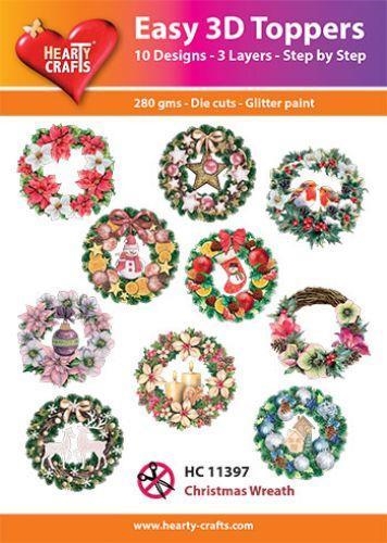  Easy 3D Toppers Christmas Wreath 10 udstandsende motiver med glimmer